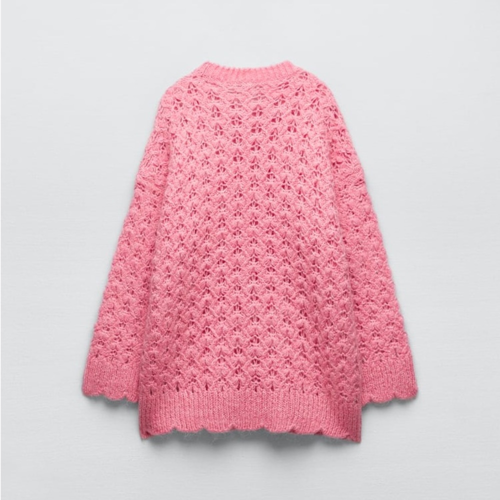 Zara Pink Wool Blend Oversized Sweater - Picture 12 of 15